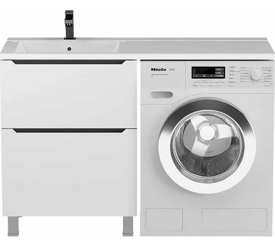 Изображение товара Тумба под стиральную машину uperwood Tanos 60 см, напольная, белая/графит, 2 ящика 291120334