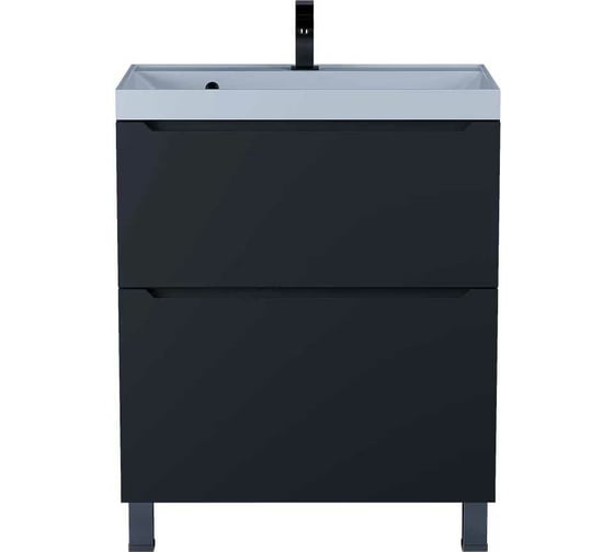 Изображение товара Тумба под раковину для ванной uperwood Tanos 70 см, напольная, черная матовая, 2 ящика 291120332