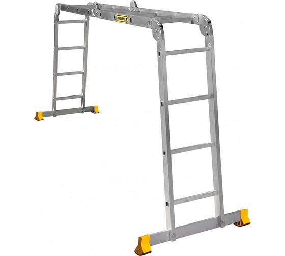 Изображение товара Лестница Алюмет шарнирная алюминиевая четырехсекционная профессиональная 4х4 ступеней. Серия Т4 Т444