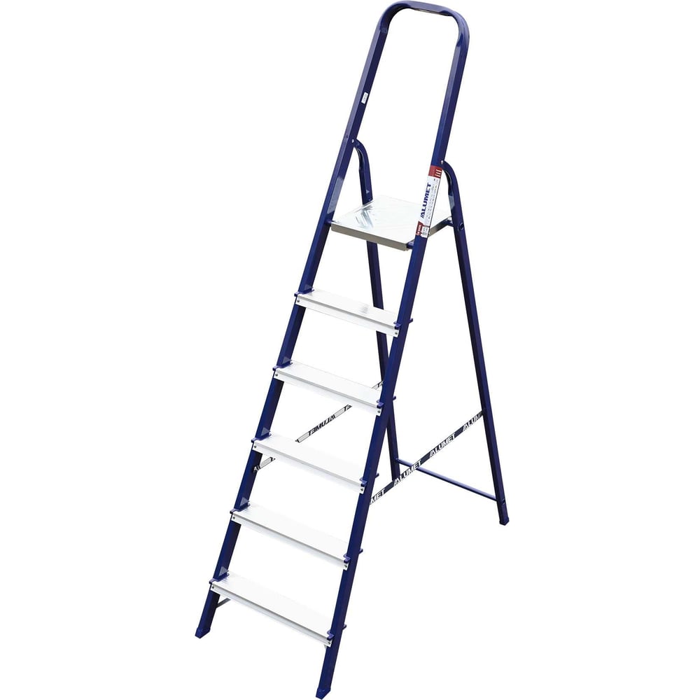 Изображение товара Стальная односторонняя стремянка Алюмет 6 ступеней серия M8406, рабочая высота 3.33м