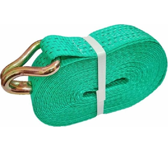 Изображение товара Стяжной ремень ТРАСТ 50 мм, длинная часть с крюком (зеленый), 8000 мм 4687202684687