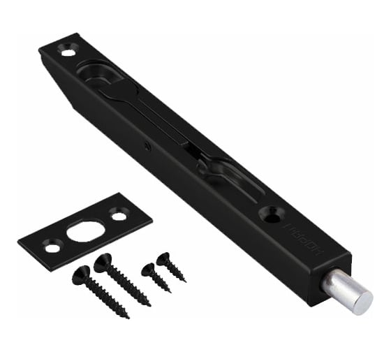 Изображение товара Торцевой шпингалет для распашных дверей НОРА-М 5 1/2" черный 18899
