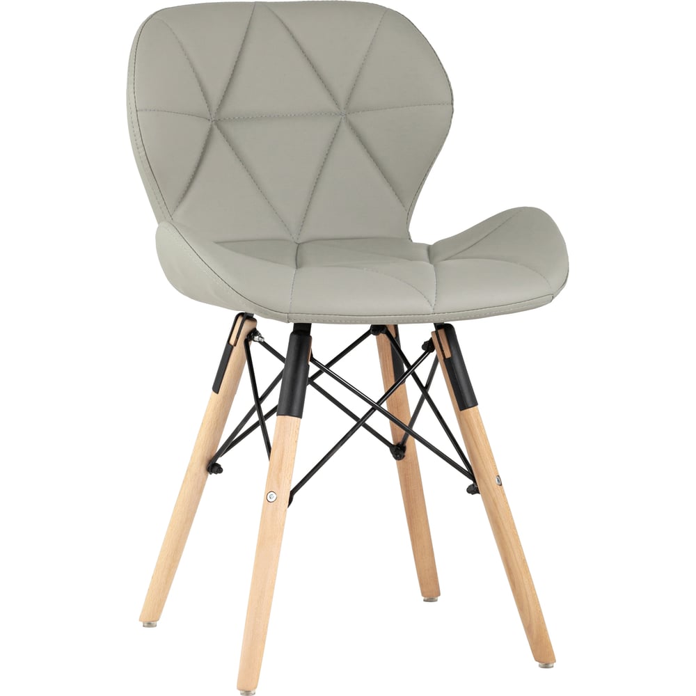 Изображение товара Стул Груп Бон из экокожи серого цвета с фигурным сиденьем и спинкой