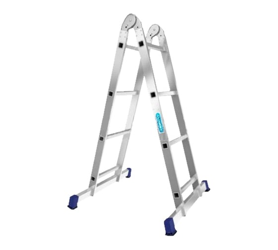 Изображение товара Лестница алюминиевая Алюмет 2х4 ступеней двухсекционная шарнирная профессиональная T204