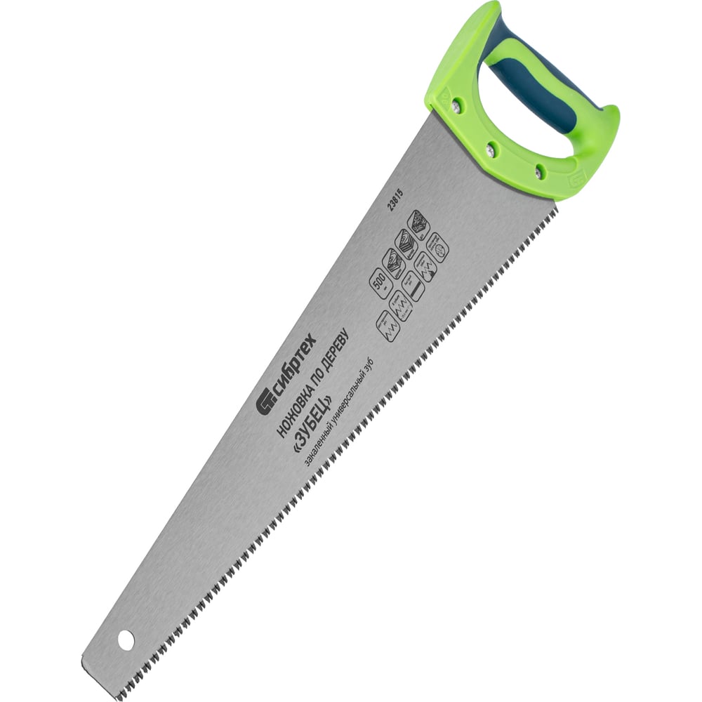 Изображение товара Ножовка по дереву СИБРТЕХ  "Зубец",500 мм,7-8 TPI,зуб 3D,каленый зуб,2-х компонентная рукоятка// 23815