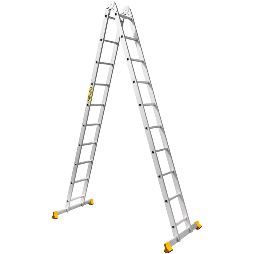 Алюминиевая двухсекционная шарнирная двухсекционная лестница Алюмет лестница сибртех лестница шарнирная алюминиевая 4х4