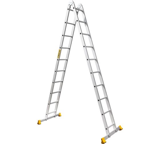 Изображение товара Алюминиевая профессиональная двухсекционная шарнирная лестница Алюмет 2х10. ступеней. Серия Т210