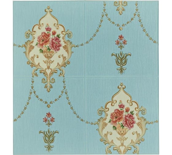Изображение товара Мягкая самоклеящаяся 3D панель LAKO Барокко (комплект 5 шт.; голубой; 70x70 см) LKD-5-1031
