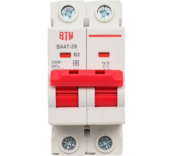 Изображение товара Bыключатель автоматический ВТМ ВА47-29-2B2-4,5кА-УХЛ3- ВТМ00026583