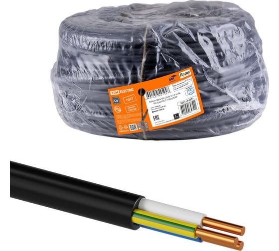 Изображение товара Кабель TDM ELECTRIC ВВГнг(А)-LSLTx 3x1,5 ок(N, PE)-0,66 ГОСТ (100м) SQ0117-0233