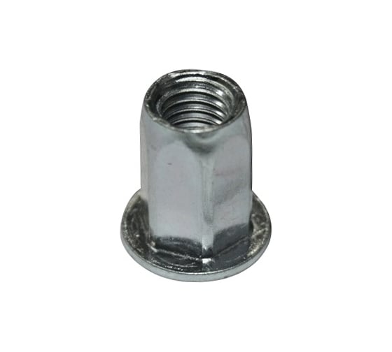 Изображение товара Шестигранная заклепка-гайка ЦКИ М6 плоская, сталь, цинк, BRALO, 25 шт. 9107