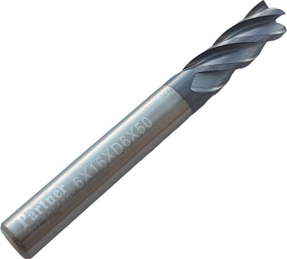 Изображение товара Фреза концевая твердосплавная универсальная до 45 НRC Серия 309 (6х16х50 мм; 4-х перая; AlTiN; хв-к 6 мм) Partner 309060
