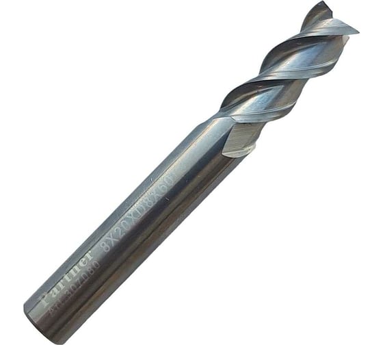 Изображение товара Фреза концевая твердосплавная по цветному металлу (8х20х60 мм; 3-х перая; хв-к 8 мм) Partner 307080