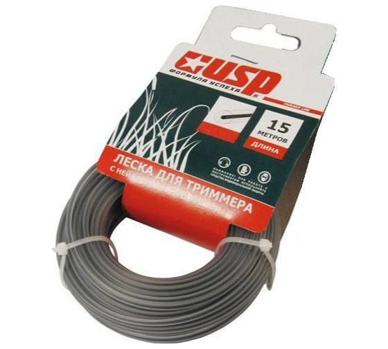 Изображение товара Леска с нейлоновым сердечником 15 м, 3 мм, круг для триммера Usp 78270