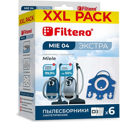 Изображение товара Мешки для пылесоса MIE 04 (6) XXL Pack Экстра 6 шт FILTERO 05967