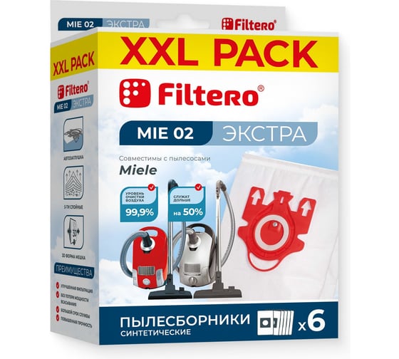 Изображение товара Мешки для пылесоса MIE 02 (6) XXL Pack Экстра 6 шт FILTERO 05966