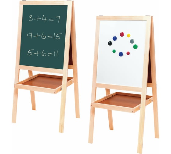 Изображение товара Двусторонняя доска-мольберт BRAUBERG поверхность для мела и магнитно-маркерная 56х67 см, белая/зеленая 235519