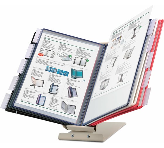 Изображение товара Металлическая настольная/настенная демосистема BRAUBERG SOLID с 10 цветными панелями А4, серая 236719