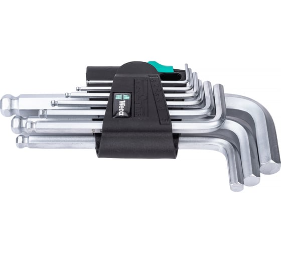Изображение товара Набор Г-образных ключей с шаром Wera, 9 предметов, WE-133163