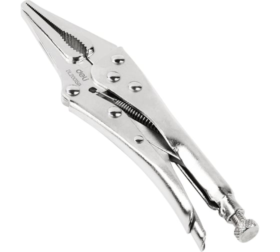 Изображение товара Зажимные клещи DELI удлиненные с фиксатором DL20015B 220мм 70мм раскрытие, прямые губки 98276