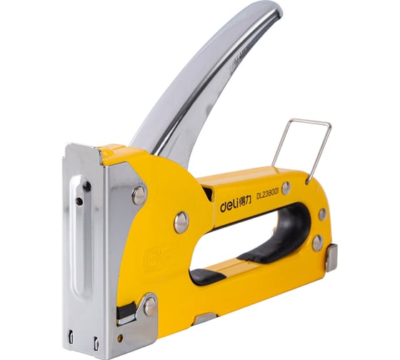 Изображение товара Cтроительный мебельный металлический степлер DELI DL238001 D-скобы, тип 53А, 4-8мм 98415