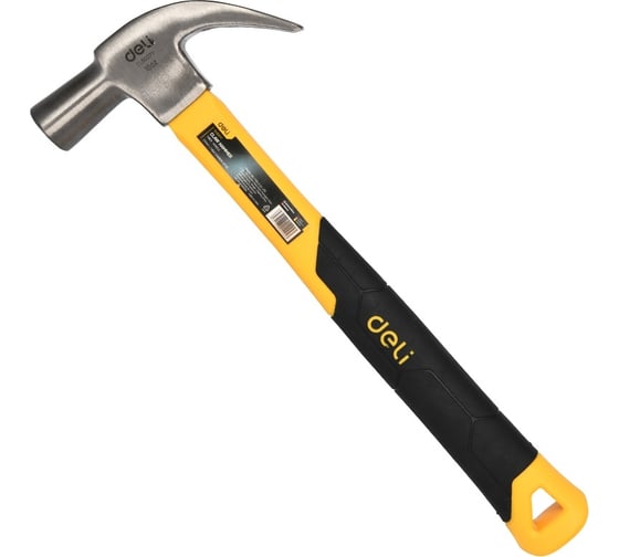 Изображение товара Молоток-гвоздодер DELI DL5027Y 500гр (330мм, фиберглассовая рукоять) 98437