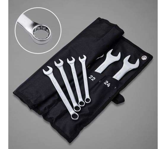 Изображение товара Набор комбинированных гаечных ключей DELI 6-24мм/12шт DL130012A Сталь 40Cr, чехол из ткани oxford 98321