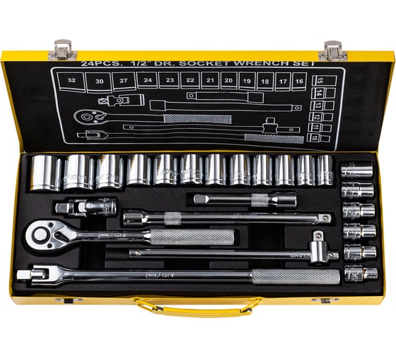 Изображение товара Набор торцевых головок 1/2" и ключей DELI DL2024T 24 шт. 98331