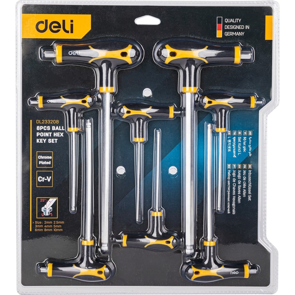 Набор шестигранных ключей DELI набор накидных изогнутых гаечных ключей deli