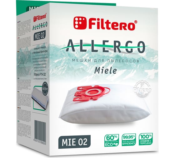 Изображение товара Мешки для пылесосов MIE 02 (4) Allergo 4 шт + моторный и микрофильтр FILTERO 05952