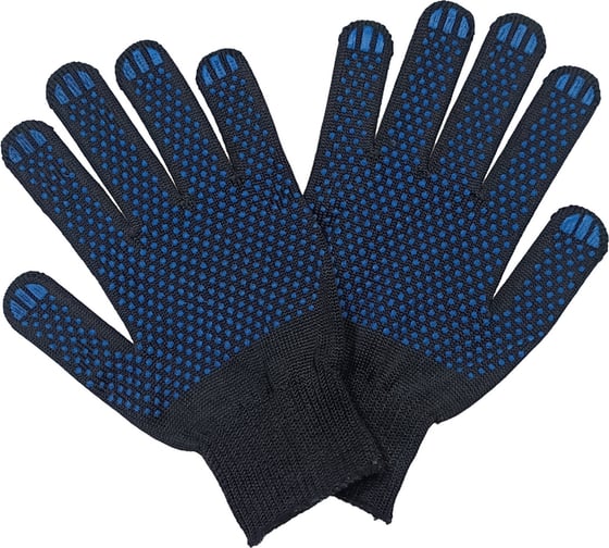 Изображение товара Нейлоновые трикотажные перчатки с ПВХ ПРОМПЕРЧАТКИ черные, 10 пар ПП-31010/10