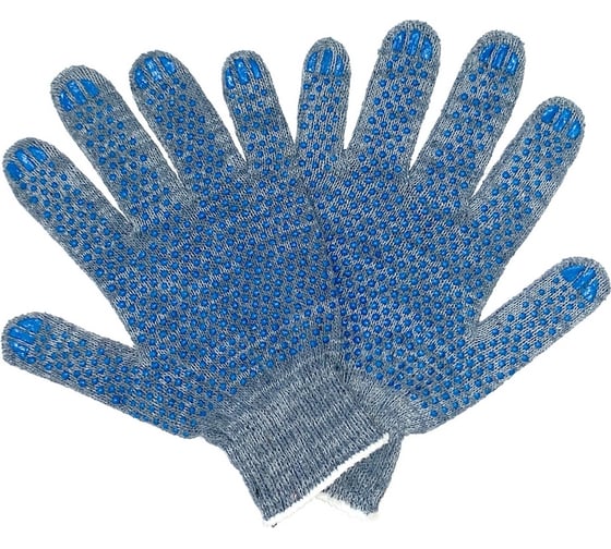 Изображение товара Трикотажные перчатки с ПВХ ПРОМПЕРЧАТКИ 4 нити, 10 класс, серые, 10 пар ПП-25400/10