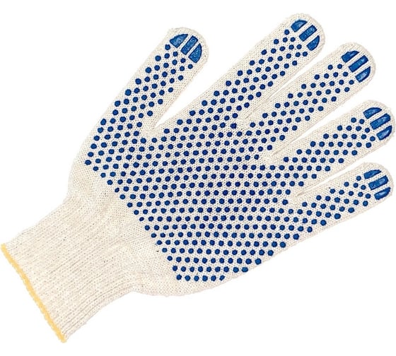 Изображение товара Трикотажные перчатки с ПВХ ПРОМПЕРЧАТКИ 5 нитей, 10 класс, белые, 100 пар ПП-27000/100