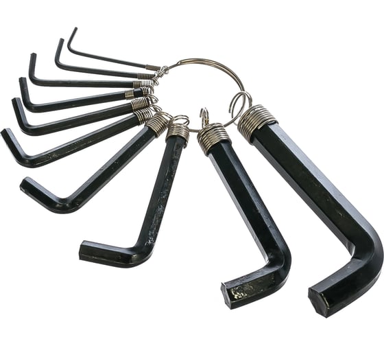 Изображение товара Набор имбусовых ключей SPARTA HEX,1,5–10 мм, CrV,10шт.,оксидированные, на кольце// 112665