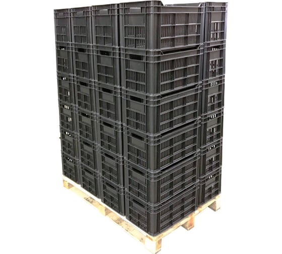 Изображение товара Ящик Тара.ру п/э 500x300x264, перфорированный, комплект 36 шт., чёрный 27007