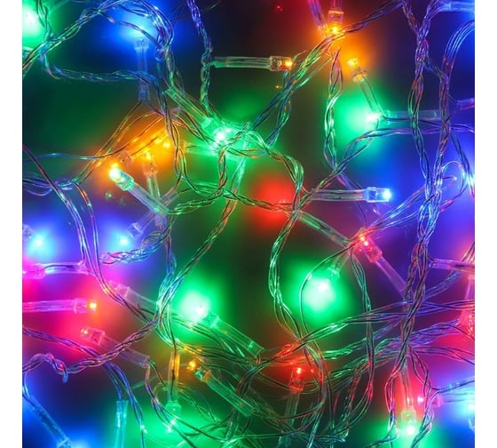 Изображение товара Электрическая гирлянда Сноубум вьюн 9м, 100 LED, мультицвет, 8 режимов, ПВХ, прозрачный, 220В 384-022