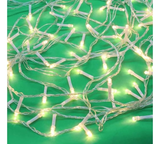 Изображение товара Электрическая гирлянда Сноубум вьюн 9м, 100 LED, шампань, постоянное свечение, ПВХ, прозрачный, 220В 384-051