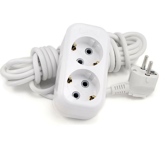 Изображение товара Двухместный сетевой удлинитель с заземлением LUX У2-Е, 2м, 4606400414537