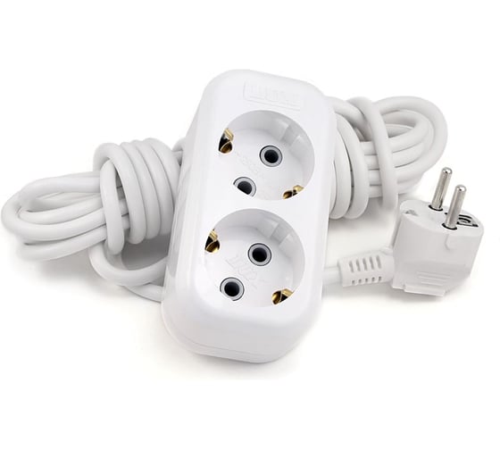 Изображение товара Двухместный сетевой удлинитель с заземелением LUX У2-Е, 3м, 4606400414544