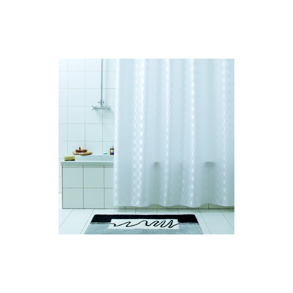 Изображение товара Шторка в ванную комнату Bacchetta Quadretto 180x200 см, водоотталкивающая, белая