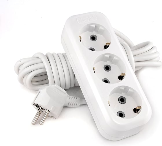 Изображение товара Трехместный сетевой удлинитель с заземлением LUX У3-Е, 2м, 4606400414636