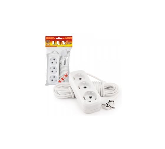 Изображение товара Трехместный сетевой удлинитель с заземлением LUX У3-Е, 10м, 4606400414674