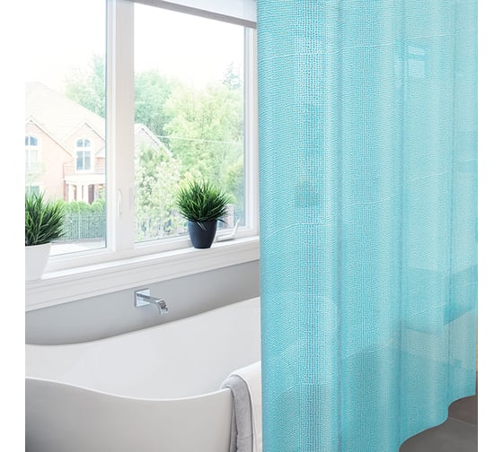 Изображение товара Шторка для ванной Meiwa 182x182 см, Pebbles, синий 5912