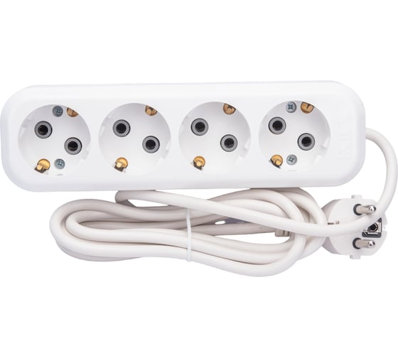 Изображение товара Четырехместный сетевой удлинитель с заземлением LUX У4-Е, 2м, 4606400414735