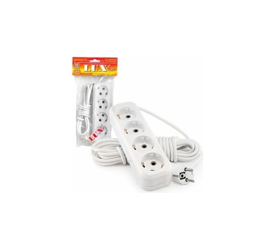 Изображение товара Четырехместный сетевой удлинитель с заземлением LUX У4-Е, 7м, 4606400414766