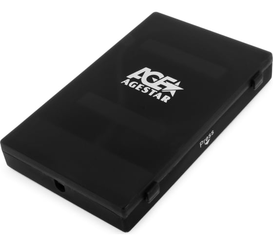 Изображение товара Внешний корпус AgeStar USB 2.0 2.5" SATA HDD/SSDUSB2.0, пластик, черный, безвинтовая конструкция SUBCP1 (BLACK)