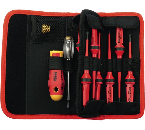 Изображение товара Набор диэлектрических cтержней Felo SL, PH, PZ, TX и рукоятка E-SMART в поясной сумке, 12 шт. 06381204