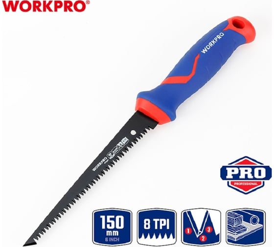 Изображение товара Ножовка по гипсокартону WORKPRO 150мм BI-METAL WP215017