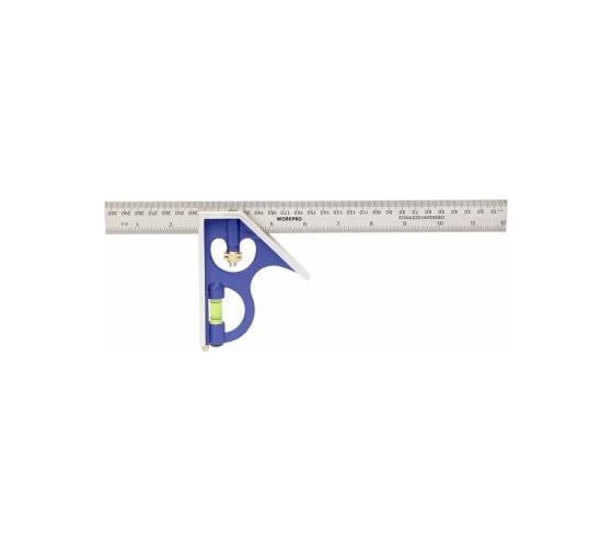 Изображение товара Столярный комбинированный угольник WORKPRO с уровнем алюминиевый 300мм WP264002