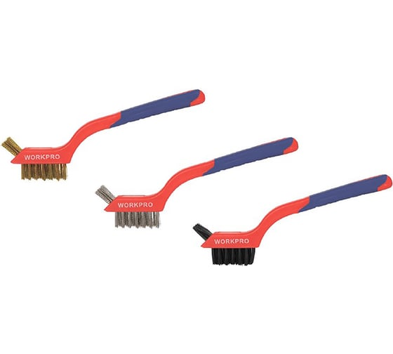 Изображение товара Набор корщеток WORKPRO нержавеющая сталь, медь, нейлон, 3 шт. WP253005